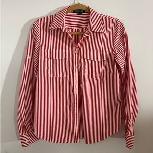 Lauren Ralph Lauren Red and White Striped Top